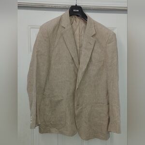 ALAN FLUSSER MEN'S LIGHT TAUPE LINEN & RAYON BLEND SPORTS JACKET SIZE L  NWOT